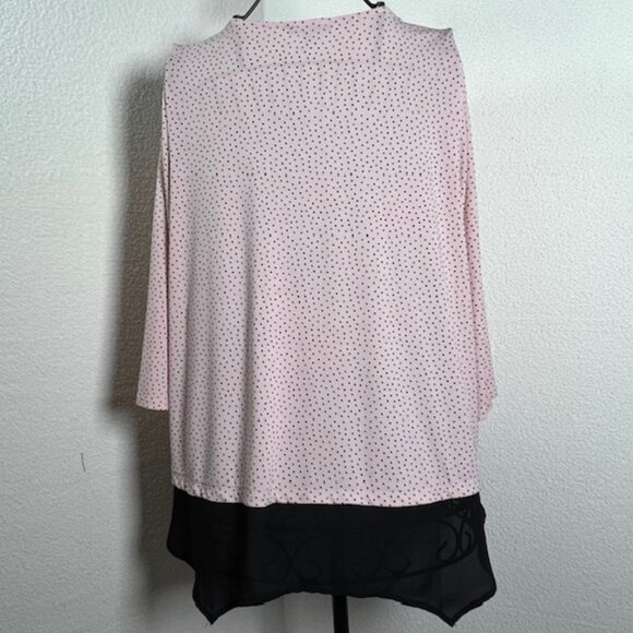 Adrianna Papell Womens Pink Blouse with Black Hearts Pattern Plus Size 2X - Picture 3 of 6